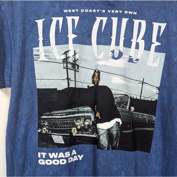 Ice Cube Officially Licensed Blue Tie Dye Graphic HipHop Band Tee - Picture 4 of 6
